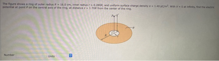 Solved The figure shows a ring of outer radius R = 16.0 cm, | Chegg.com