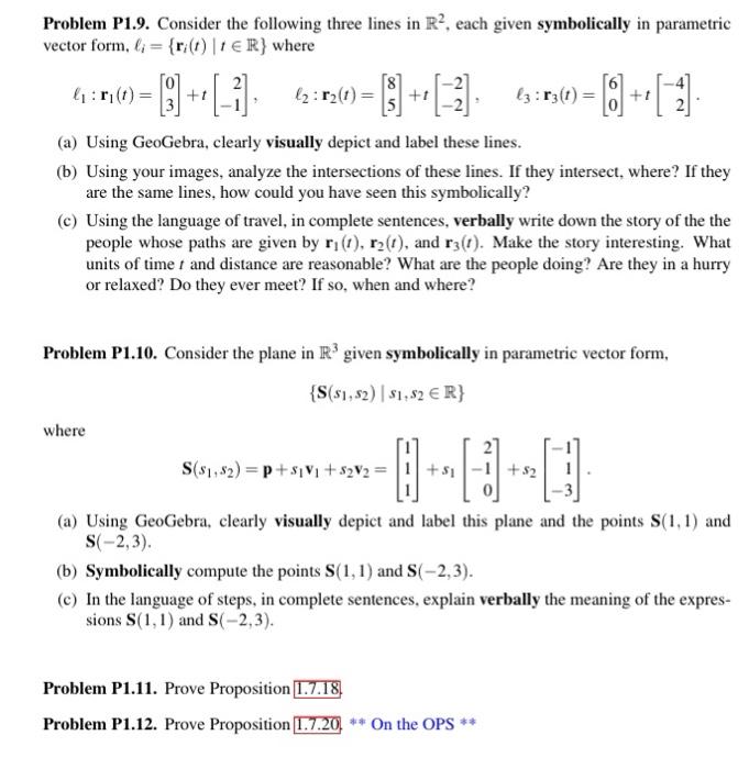 Solved Problem P1.9. Consider the following three lines in | Chegg.com