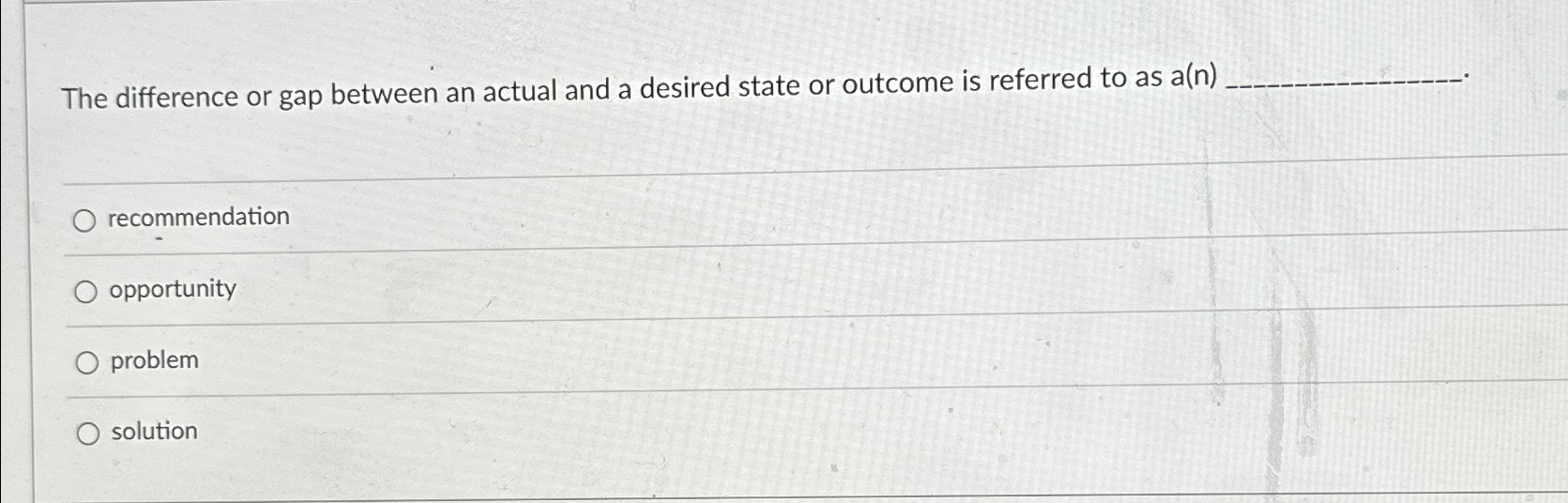 Solved The difference or gap between an actual and a desired | Chegg.com