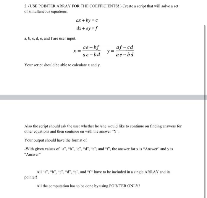 Solved 2. (USE POINTER ARRAY FOR THE COEFFICIENTS! ) Create | Chegg.com