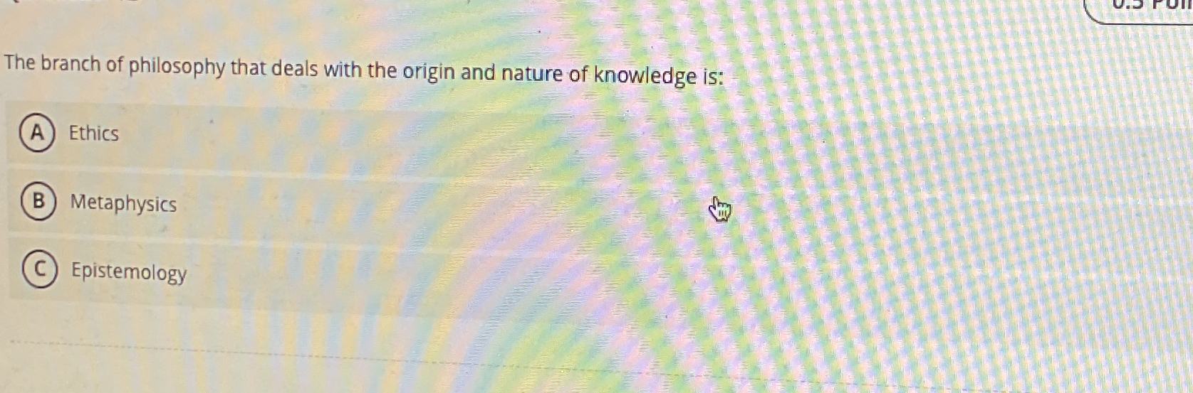 Solved The Branch Of Philosophy That Deals With The Origin | Chegg.com