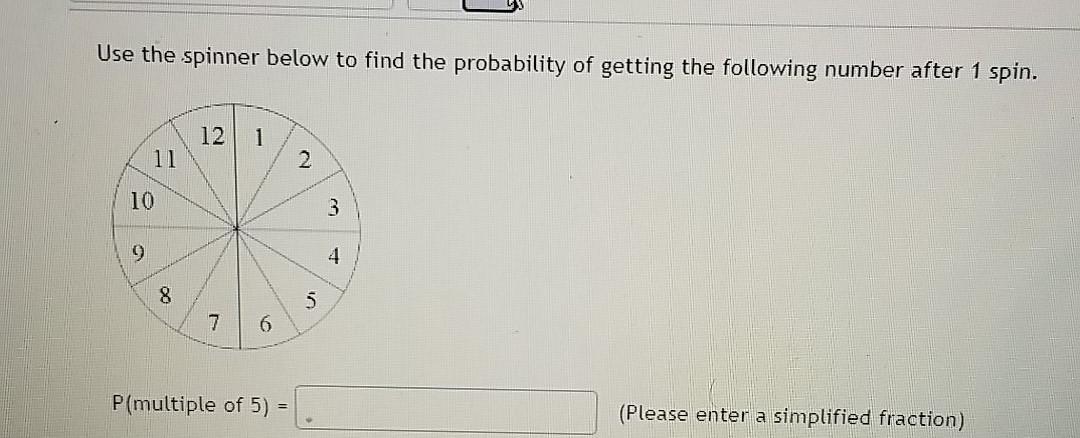 Solved Use the spinner below to find the probability of | Chegg.com