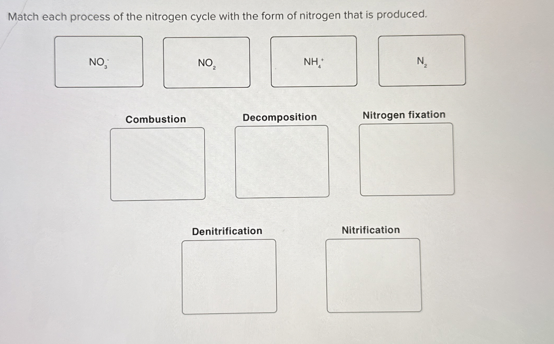 Solved Match each process of the nitrogen cycle with the | Chegg.com