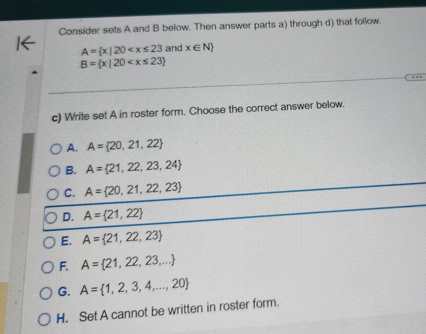 Solved Consider Sets A And B Below. Then Answer Parts A) | Chegg.com