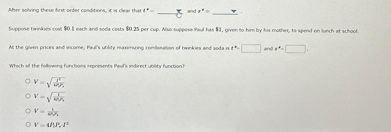 Solved After solving these first order conditions, it is | Chegg.com