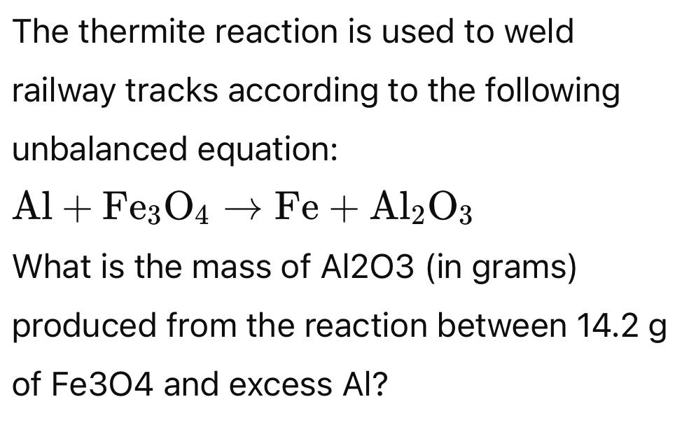 Solved Steps for The thermite reaction is used to | Chegg.com