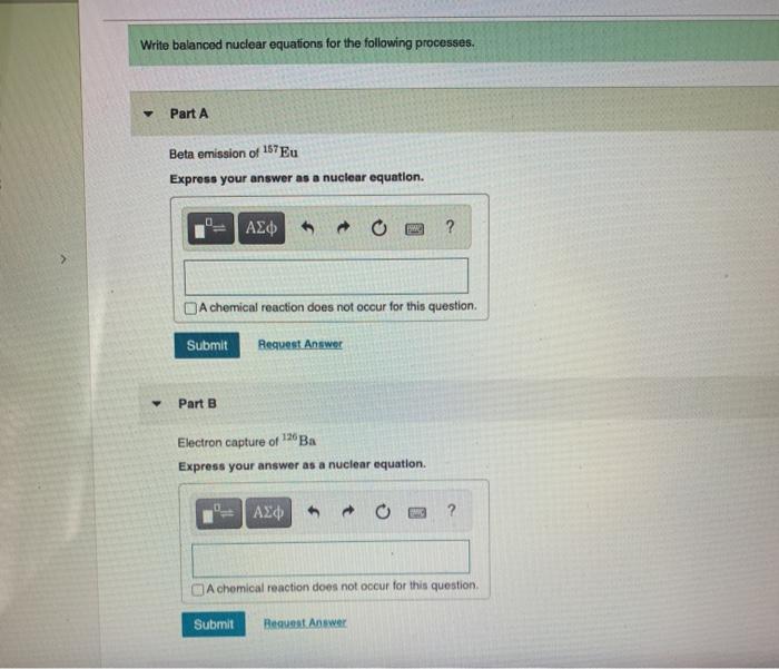 Solved Write Balanced Nuclear Equations For The Following | Chegg.com