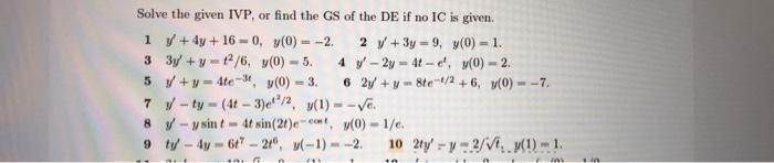 Solved Solve the given IVP. | Chegg.com