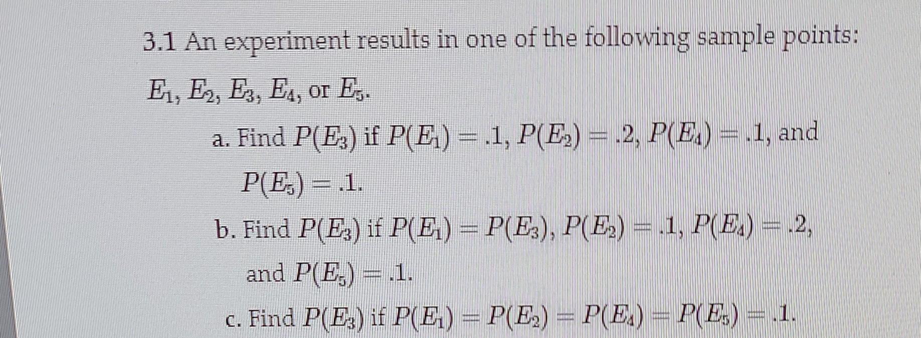 an experiment results in one of the sample points