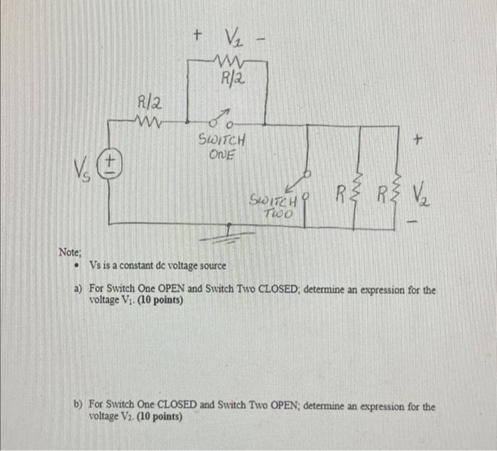 Solved - Vs is a constant dc voltage source a) For Switch | Chegg.com