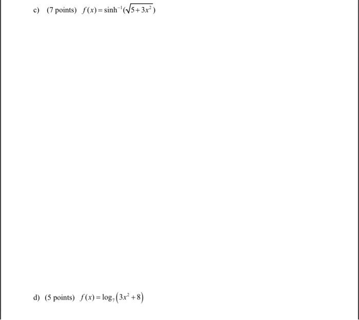 Solved 5. Find the derivative. Write your final answer(s) in | Chegg.com