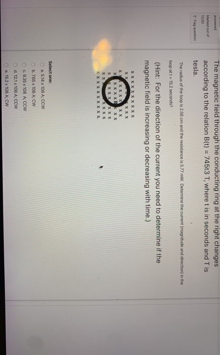 Solved The magnetic field through the conducting ring at the | Chegg.com