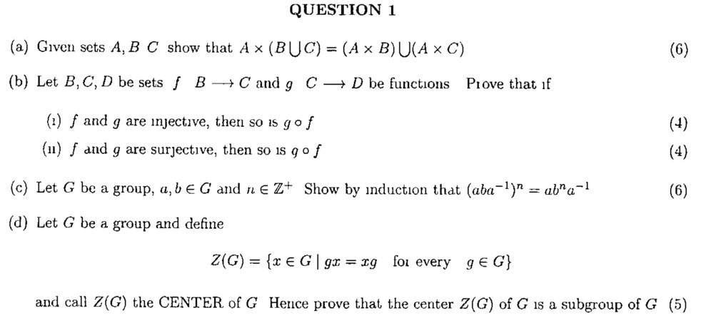 Solved QUESTION 1 (a) Given Sets A, B C Show That Ax (BUC) = | Chegg.com