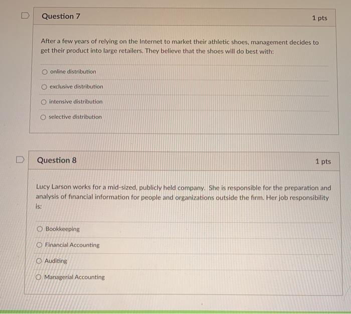 Solved Question 7 1 pts After a few years of relying on the | Chegg.com