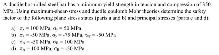 A ductile hot-rolled steel bar has a minimum yield | Chegg.com