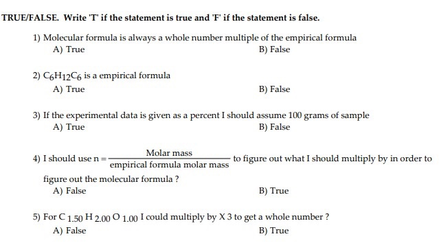 Solved TRUE/FALSE. Write 'T' if the statement is true and | Chegg.com