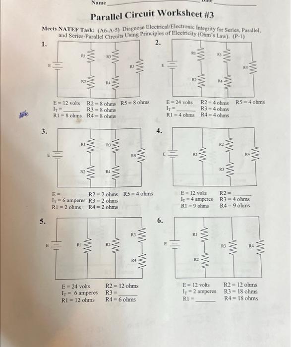 Solved Parallel Circuit Worksheet \#3 Mects NATEF Task: | Chegg.com