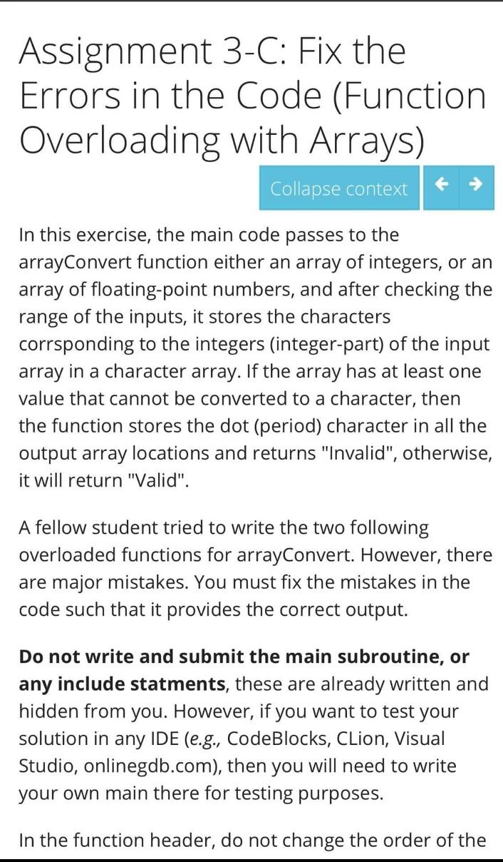 Assignment 3-C: Fix the Errors in the Code (Function | Chegg.com