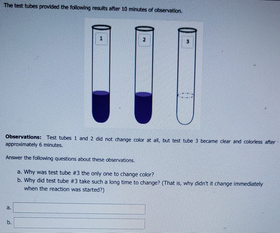 Solved The Test Tubes Provided The Following Results After Chegg Com