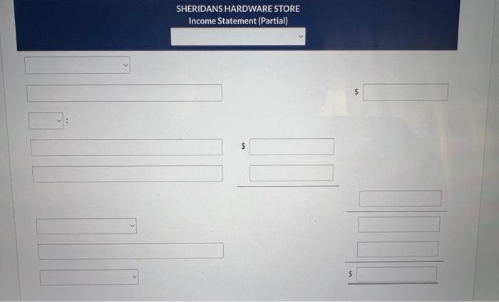 Sheridans Hardware Store completed the following | Chegg.com