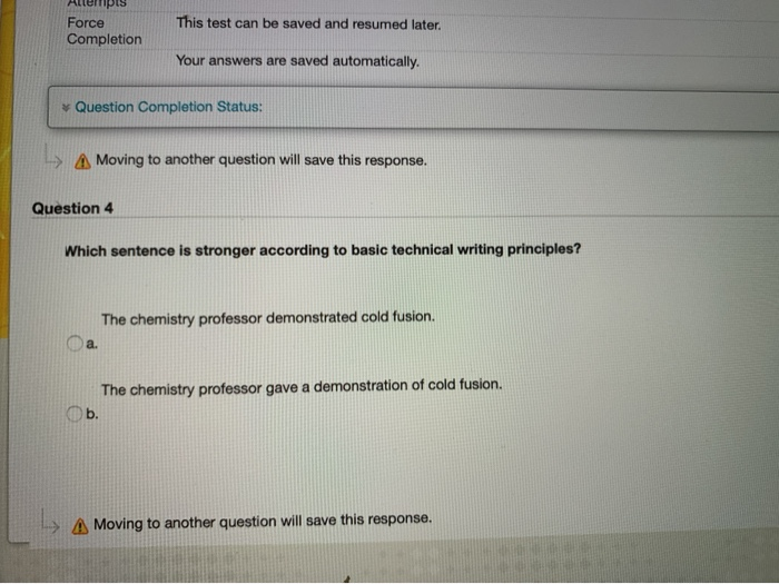 Solved This test can be saved and resumed later. Force