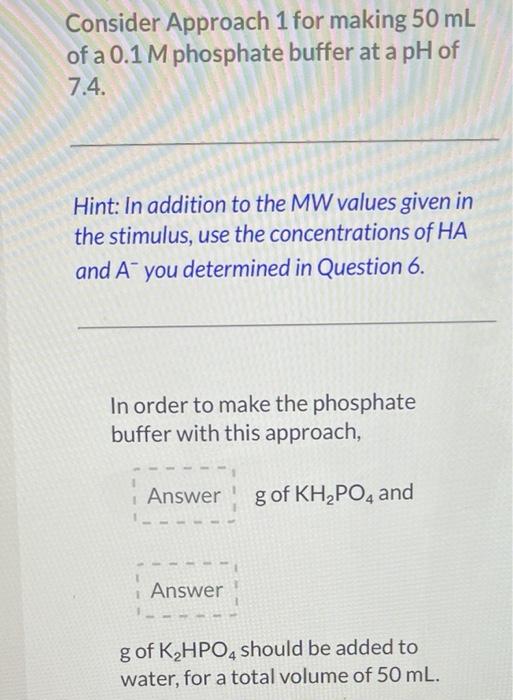 Solved You are asked to make a 50 mL of a 0.1 M phosphate | Chegg.com