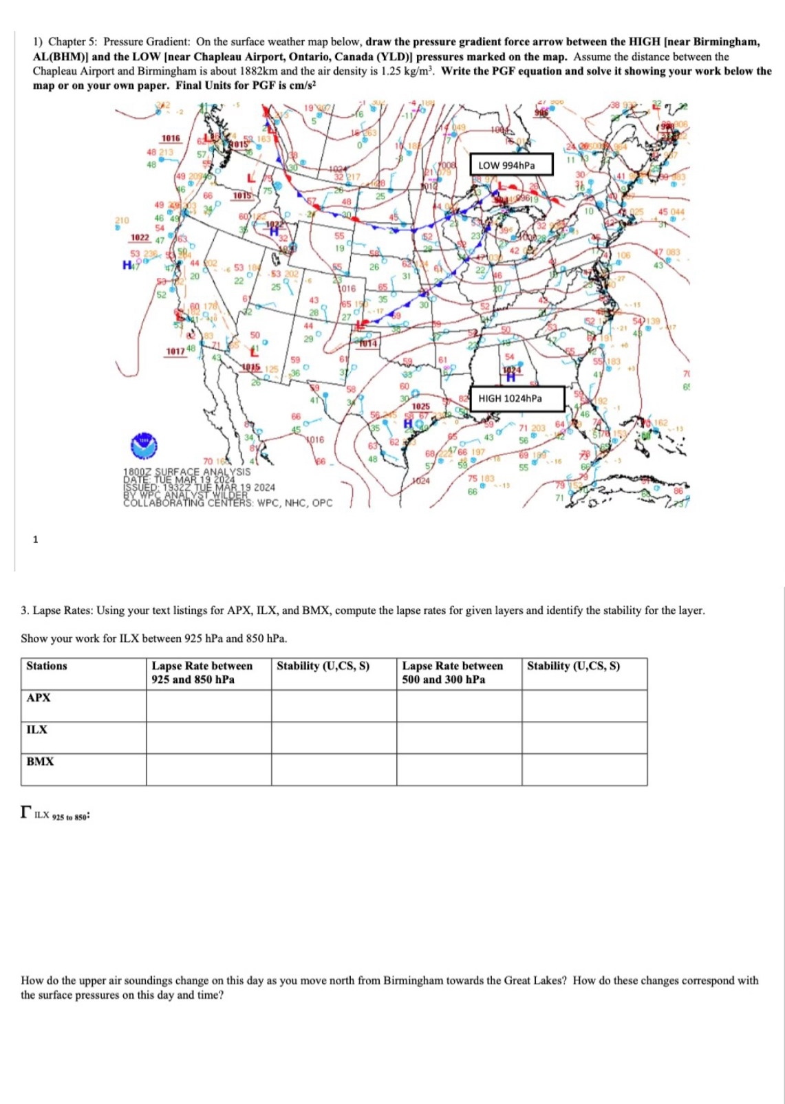 Solved Chapter 5: Pressure Gradient: On the surface weather | Chegg.com
