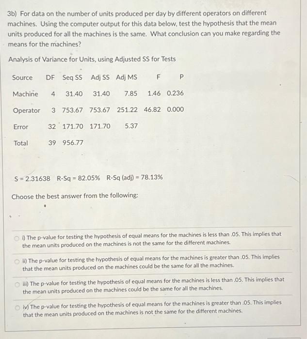 Solved 3b) For data on the number of units produced per day | Chegg.com