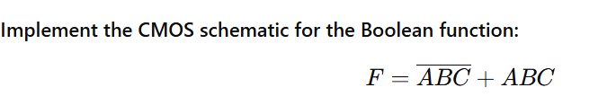 Solved Implement the CMOS schematic for the Boolean | Chegg.com