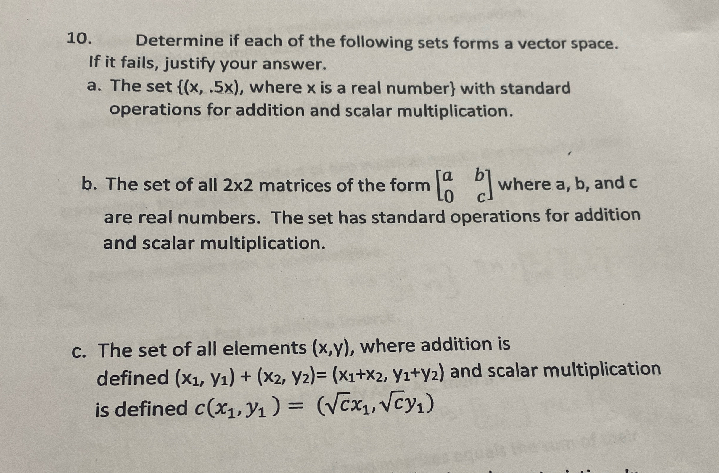 Solved Determine if each of the following sets forms a | Chegg.com