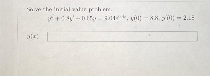 Solved Solve the initial value problem. | Chegg.com