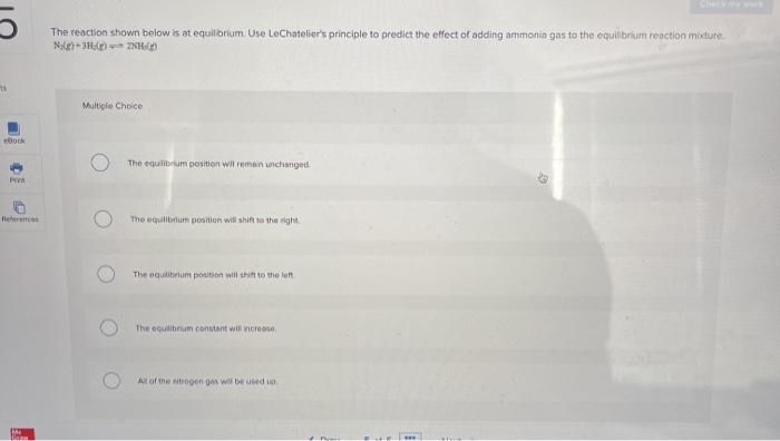Solved The reaction shown below is at equilibrium Use | Chegg.com