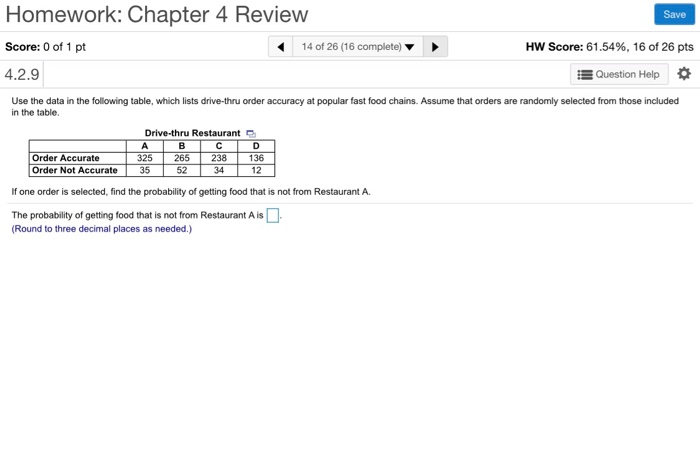 Solved Homework: Chapter 4 Review Save Score: 0 of 1 pt 13 | Chegg.com