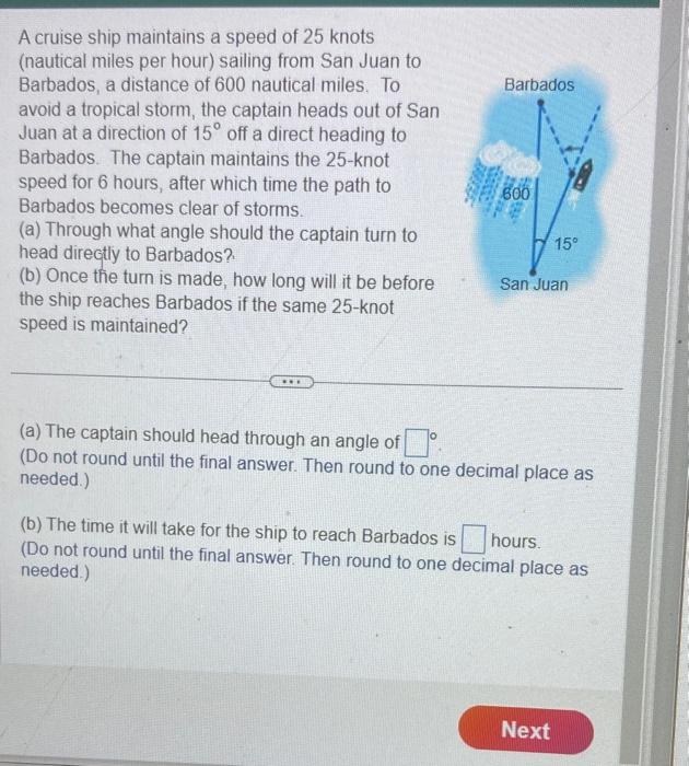 Solved A cruise ship maintains a speed of 25 knots (nautical