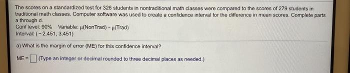 Solved The scores on a standardized test for 326 students in | Chegg.com
