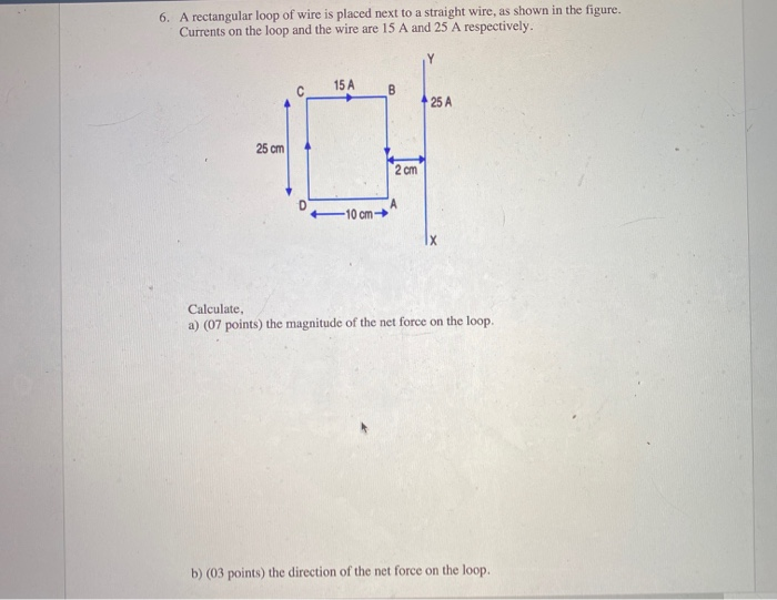 Solved 6. A rectangular loop of wire is placed next to a | Chegg.com