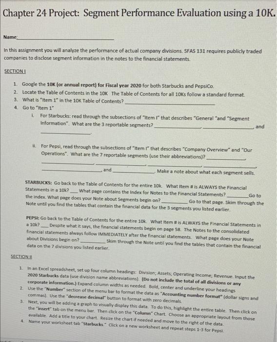 Solved Chapter 24 Project: Segment Performance Evaluation | Chegg.com