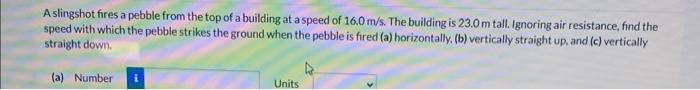 Solved A slingshot fires a pebble from the top of a building | Chegg.com