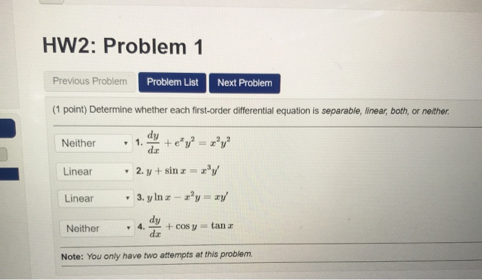 Solved HW2: Problem 1 Previous Problem Problem List Next | Chegg.com