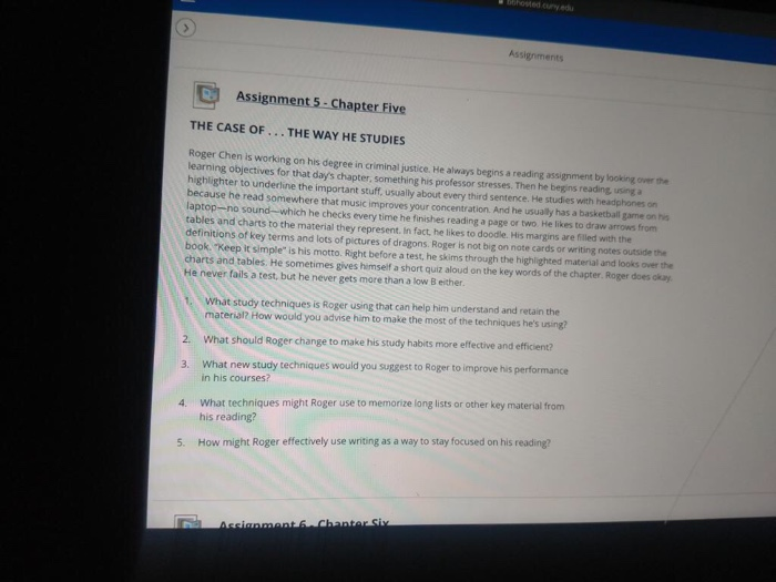 Assignments Assignment 5 - Chapter Five THE CASE OF | Chegg.com