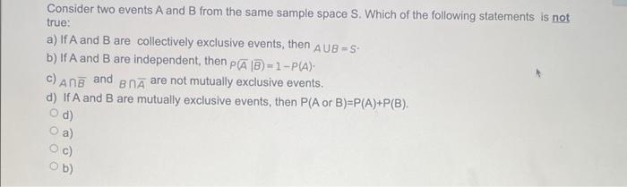 Solved Consider Two Events A And B From The Same Sample | Chegg.com