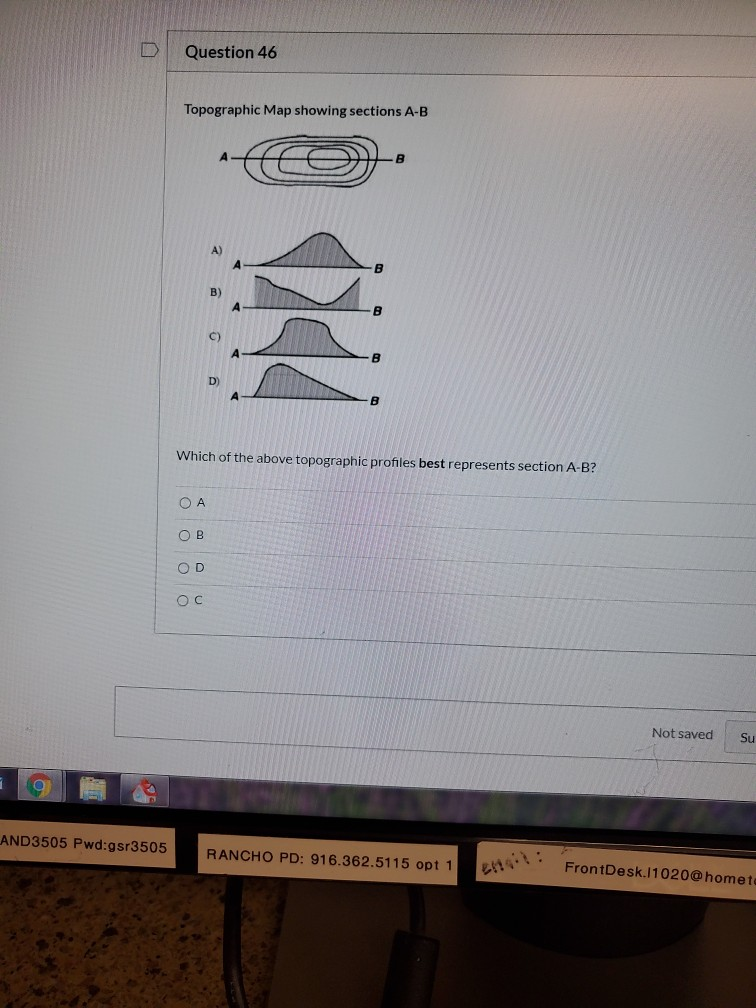 Solved D Question 46 Topographic Map showing sections A-B A | Chegg.com