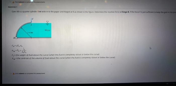 Solved Question 1 Gate AB is a quarter cylinder 5 m wide in | Chegg.com