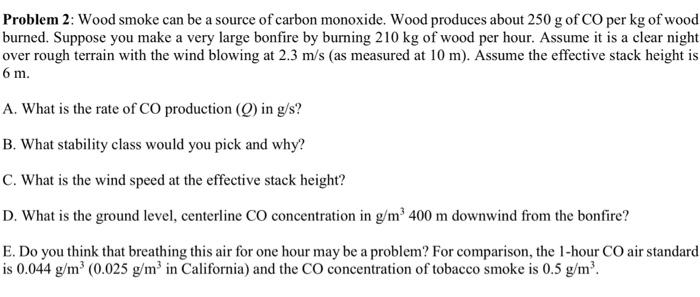 Solved Problem 2: Wood smoke can be a source of carbon | Chegg.com