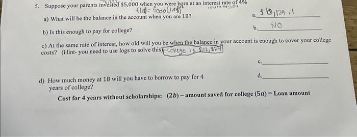 Solved i already did 5a and 5b i just didnt know if you | Chegg.com