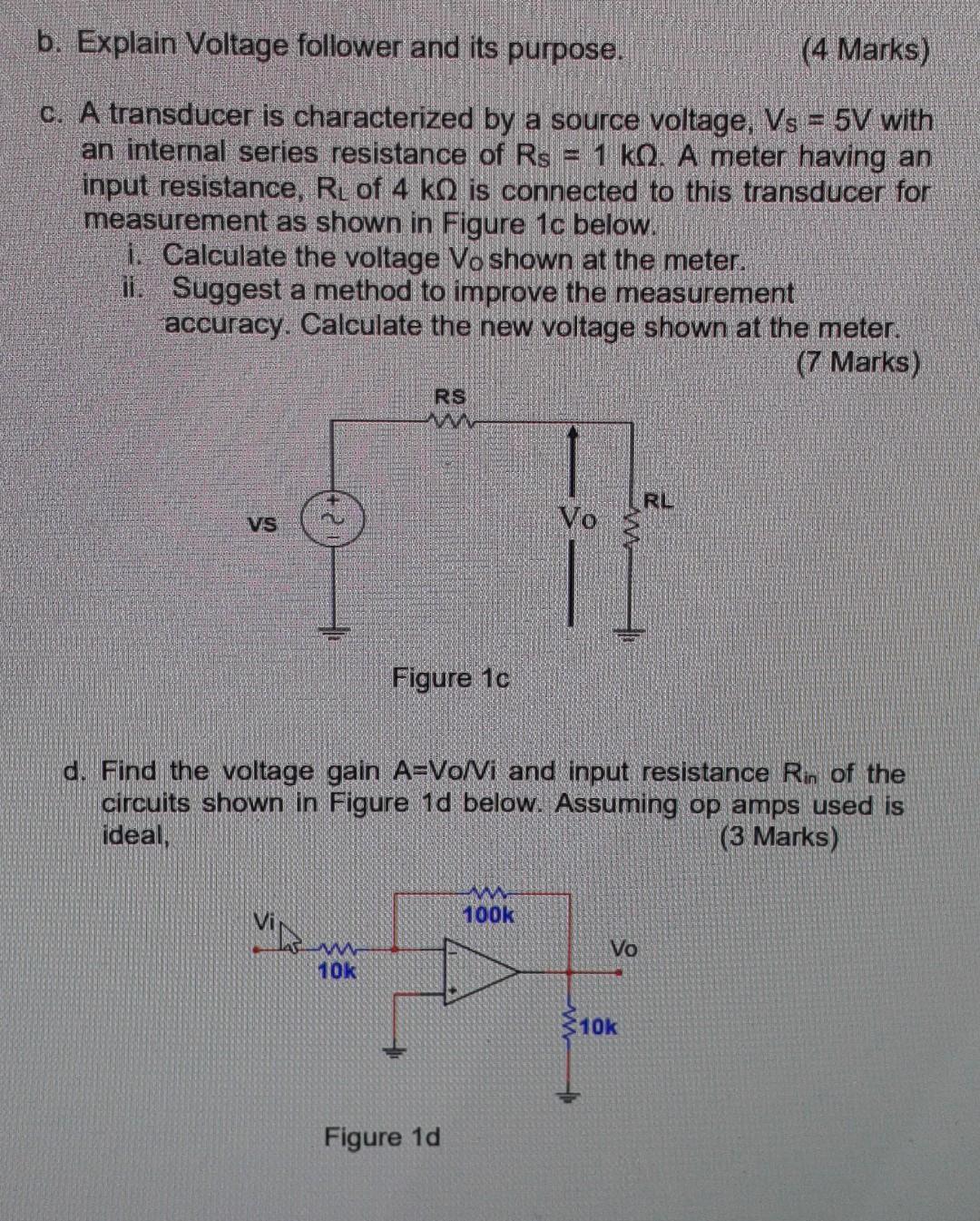 Solved B. Explain Voltage Follower And Its Purpose. (4 | Chegg.com