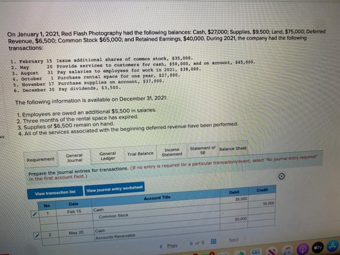 Solved On January 1, 2021, Red Flash Photography had the