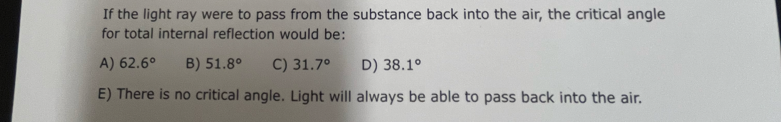 If the light ray were to pass from the substance | Chegg.com