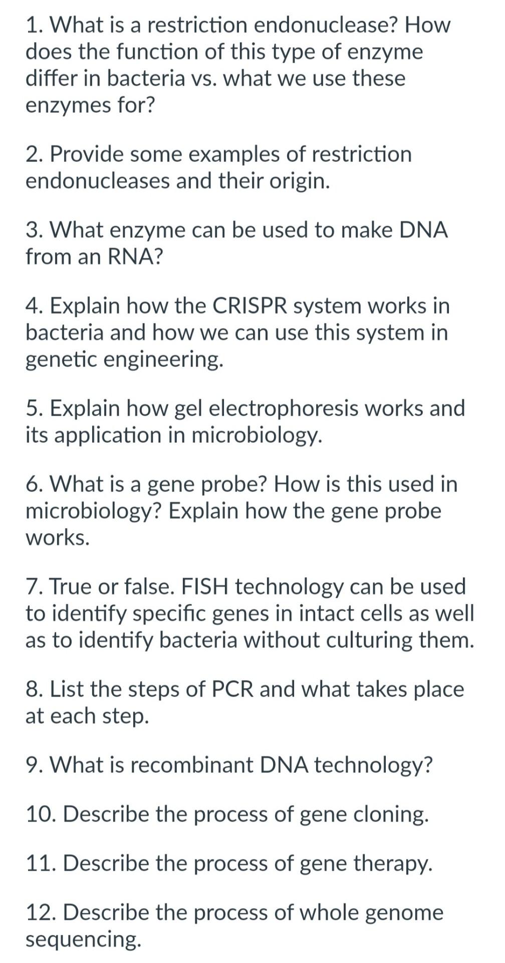 Solved 1. What is a restriction endonuclease? How does the
