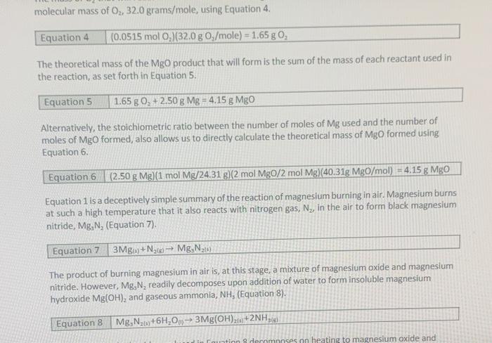 Solved Experiment 4: The Law of Conservation of Mass Data | Chegg.com